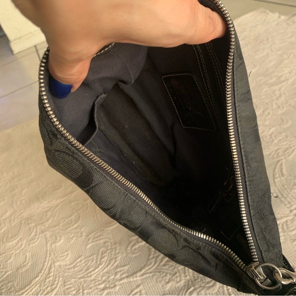 Coach Black Classic Monogram Signature Canvas Leather Trim Vintage Crossbody Bag - Picture 5 of 14